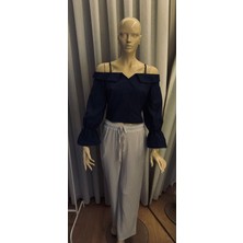 Butik Masif Spagetti Askılı Bluz, Günlük Çan Kollu Surplice Yaka Bluz, Bayan Giyim
