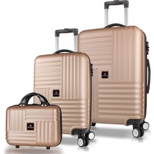 My Valice Puzzle Abs Makyaj Kabin ve Orta Boy Gold 3'lü Valiz Seti