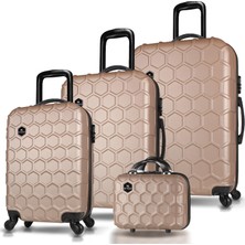 My Valice Honey Abs Kabin Orta Büyük ve Makyaj Boy Gold 4'lü Travel Valiz Seti