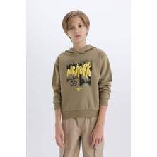 DeFacto Erkek Çocuk Kapüşonlu Baskılı Sweatshirt D3037A824WN