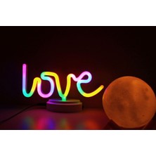 Işık Kasabası Love Neon ve Küre Gece Lambası, 3D ,yazılı Konsept