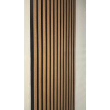 Özel Kompozit Mdf / Neme Dayanıklı Akustik Duvar Paneli / 60X280 / Koyu Teak /10 mm Keçe /10 mm Çıta