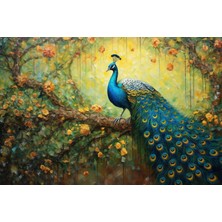 Aden Dekoratif Tavuskuşu Renkli Kanvas Tablo