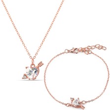 Forentina Rose Kalpli Zirkon Taşlı Kolye Bileklik PS1966