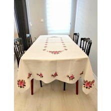 GM Home Pembe Kanaviçe Dertsiz Kumaş Dijital Baskı Masa Örtüsü