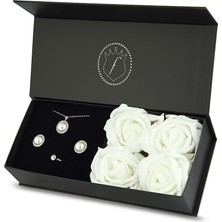 Forentina Inci Modeli Kolye Küpe Yüzük Takı Seti - Güllü Kutuda PS2107