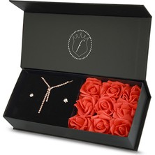 Forentina Rose Su Yolu Kolye Tektaş Küpe - Güllü Kutuda PS2149