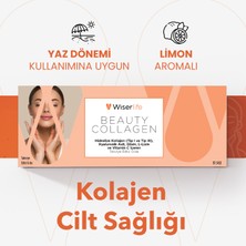 Wiserlife Beauty Collagen Hidrolize Kollajen (Tip 1 ve Tip 3), Hyaluronik Asit, Glisin, L-Lizin ve Vitamin C İçeren Takviye Edici Gıda 30 Saşe