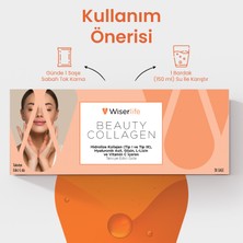 Wiserlife Beauty Collagen Hidrolize Kollajen (Tip 1 ve Tip 3), Hyaluronik Asit, Glisin, L-Lizin ve Vitamin C İçeren Takviye Edici Gıda 30 Saşe