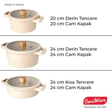 Ceraware Vetta 6 Parça Seramik Kaplama Yapışmaz 24 cm Derin + 24 cm Kısa + 20 cm Derin Tencere Seti Bej