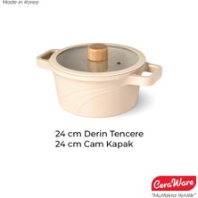 Ceraware Vetta Seramik Kaplama Yapışmaz 24 cm Derin Tencere Bej