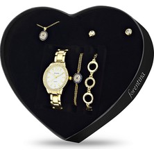 Forentina Altın Kaplama Nazar Boncuklu Kolye Bileklik Küpe Saat - Hediye Seti PS1899
