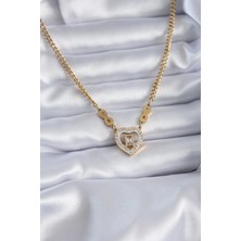 Clariss 316L Çelik Gold Renk Zirkon Taşlı Kalp Model Sonsuzluk Detay Kadın Kolye