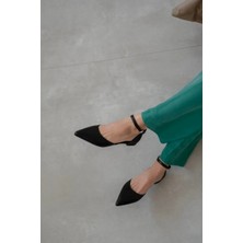 Trendy Anka Kadın Siyah Babet 2cm Kısa Alçak Topuklu Günlük Kullanım Çok Rahat Ayakkabı