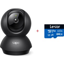 Tapo Tp-Link Tapo C211 2k 3mp Yatay ve Dikey Ev Güvenliği Wi-Fi Kamerası + 64GB Lexar 100MB/S Hafıza Kartı