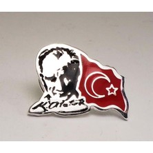 Herşey Nota Atatürk Bayrak Yaka Rozeti Krom Kaplama 10 Kasım 29 Ekim Öğretmenler Günü Hediye