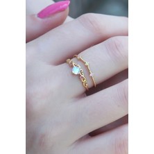 Clariss Gold Renk Zirkon Taşlı Taç Model Kadın Yüzük