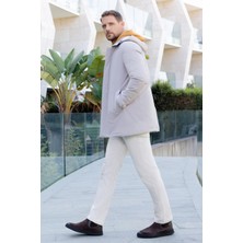  Erkek Taş Poliamit Çıtçıtlı Kapüşonlu Mont