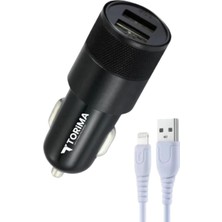 Nesa C3 Siyah Lightning Tüm Araçlara Uyumlu Araba Çakmaklık Çift USB Girişli Oto Şarj Aleti Soketi