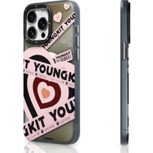 YoungKit Apple iPhone 15 Pro Kılıf Magsafe Şarj Özellikli Airbagli Çift Katmanlı Youngkit Flipped Serisi Açık Pembe