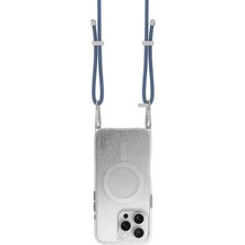 Coehl Apple iPhone 16 Pro Max Uyumlu Kılıf Magsafe Şarj Özellikli Simli Arka Yüzey Askı Ipli Coehl Lumino Gümüş