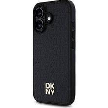 Dkny Apple iPhone 16 Uyumlu Kılıf Dkny Orjinal Lisanslı Magsafe Şarj Özellikli 3D Yazılı Repeat Pattern Siyah