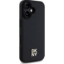 Dkny Apple iPhone 16 Uyumlu Kılıf Dkny Orjinal Lisanslı Magsafe Şarj Özellikli 3D Yazılı Repeat Pattern Siyah