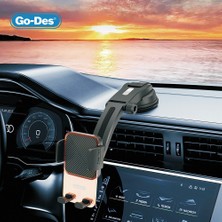 Go-Des GD-HD328 360 Derece Dönebilen Vakumlu Tasarım Araç Içi Telefon Tutucu Siyah