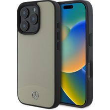 Mercedes Benz Apple iPhone 16 Pro Kılıf Mercedes Benz Orjinal Lisanslı Magsafe Şarj Özellikli Dokulu ve Düz Deri Bej