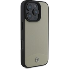 Mercedes Benz Apple iPhone 16 Pro Kılıf Mercedes Benz Orjinal Lisanslı Magsafe Şarj Özellikli Dokulu ve Düz Deri Bej