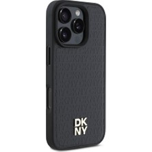 Dkny Apple iPhone 16 Pro Kılıf Dkny Orjinal Lisanslı Magsafe Şarj Özellikli 3D Yazılı Repeat Pattern Siyah