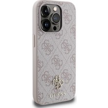 Guess Apple iPhone 15 Pro Uyumlu Kılıf Guess Orjinal Lisanslı Magsafe Şarj Özellikli Small 4g Classic Pembe