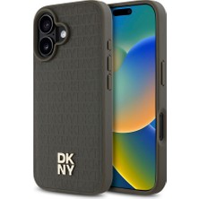 Dkny Apple iPhone 16 Plus Kılıf Dkny Orjinal Lisanslı Magsafe Özellikli 3D Yazılı Repeat Pattern Kahverengi