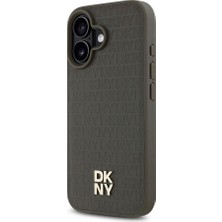 Dkny Apple iPhone 16 Plus Kılıf Dkny Orjinal Lisanslı Magsafe Özellikli 3D Yazılı Repeat Pattern Kahverengi