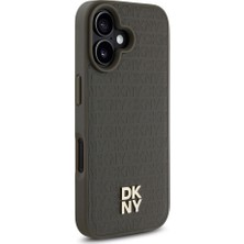 Dkny Apple iPhone 16 Plus Kılıf Dkny Orjinal Lisanslı Magsafe Özellikli 3D Yazılı Repeat Pattern Kahverengi