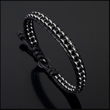 Seven Art Jewelry Doğal Taş Bileklik, Oniks ve Hematit Taşı Slim Bileklik, Hediye Bileklik, Erkek Bileklik, Kadın Biileklik