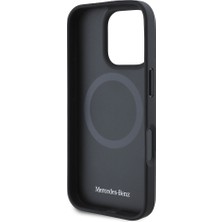 Mercedes-Benz Apple iPhone 16 Pro Uyumlu Kılıf Mercedes-Benz Magsafe Şarj Özellikli Yumuşak Deri Orjinal Lisanslı Siyah