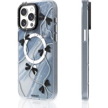 YoungKit Apple iPhone 15 Pro Max Kılıf Magsafe Özellikli Airbagli Çift Katmanlı Youngkit Star&butterfly Serisi Gri