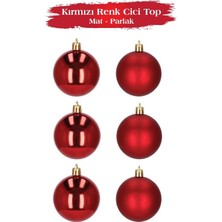 Kidspartim Yılbaşı Top Süs 4 cm Mat Parlak Kırmızı 6 Lı