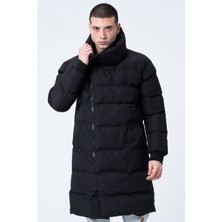 Garen Erkek Şişme Oversize Uzun Su ve Rüzgar Geçirmez Waterproof Kaban Mont Siyah