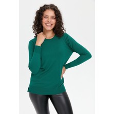 Kadın Sıfır Yaka Yanı Yırtmaçlı Kazak Ö.başı