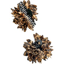 Leopar Desenli Yaprak Gül Kıskaç Toka (12CM)