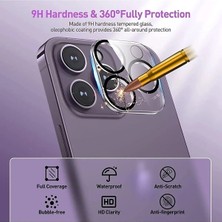 TrendyTech iPhone 15 Pro ve iPhone 15 Pro Max Uyumlu Premium Safir Cam Kamera Lens ve Çerçeve Yüzey Koruyucu