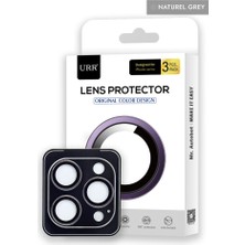 URR iPhone 15 Pro Max Titanium Alloy Kamera Lens Koruyucu Natural Grey