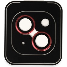 URR iPhone 14 Titanium Alloy Kamera Lens Koruyucu Kırmızı