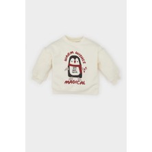 DeFacto Bisiklet Yaka Yılbaşı Temalı İçi Yumuşak Tüylü Sweatshirt Kız Bebek D6229A524WN