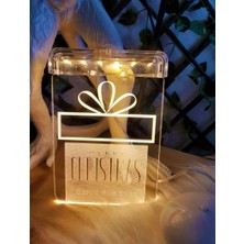 6 LED Işıklı Uzatma Kablolu Pilli Şeffaf Yılbaşı Hediye Paketi Cam / Vitrin Süsü (11CM*16 Cm)