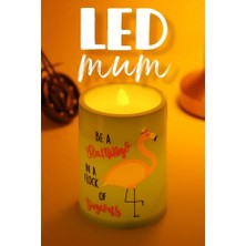 ByKurt 3 Lü Flamingo LED Mum Bardak Tipi Pilli Dumansız Alevli Dekoratif Yapay Mum 10 cm