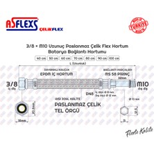 Asflexs 3/8 × M10 Uzunuç Paslanmaz Çelik Flex Hortum Batarya Bağlantı Hortumu (40 cm)