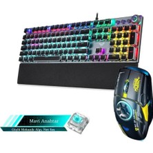 Shopfast Klavye Mouse Seti Kablolu Klavye Mekanik 2.4g Mouse Rgb Bilek Desteği Retro